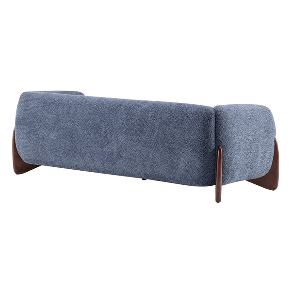 English Elm Christopher Knight Home® - 82Inches Oversized Navy Blue Boucle Sherpa Sofa - Plush Comfort, Modern Style & Walnut Legs N771P205090U_N771P205091U