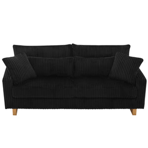 English Elm Modern Corduroy Upholstered Loveseat Sofa with Pocket Springs and Four Accent Pillows Black N763S000040B