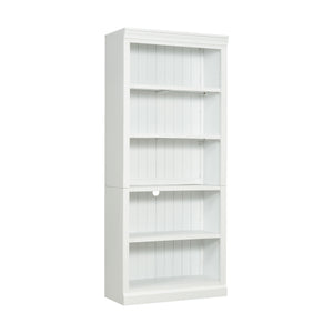 English Elm 83.4" 5-Tier Wood Bookcase White - Tall Modern Storage Shelf with Adjustable Shelves, Cable Hole, 55lb Capacity N751S191961K