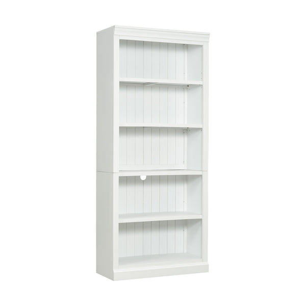 English Elm 83.4" 5-Tier Wood Bookcase White - Tall Modern Storage Shelf with Adjustable Shelves, Cable Hole, 55lb Capacity N751S191961K