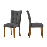 Homelegance By Top-Line Jayden Cherry Finish Upholstered Dining Chairs (Set of 2) Dark Grey Rubberwood