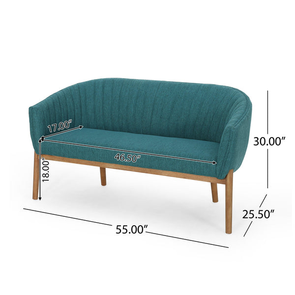 English Elm Loveseat Mid-century Modern Channel Tufted Upholstered Sofa with Rubberwood Tapered Legs 65780.00FT