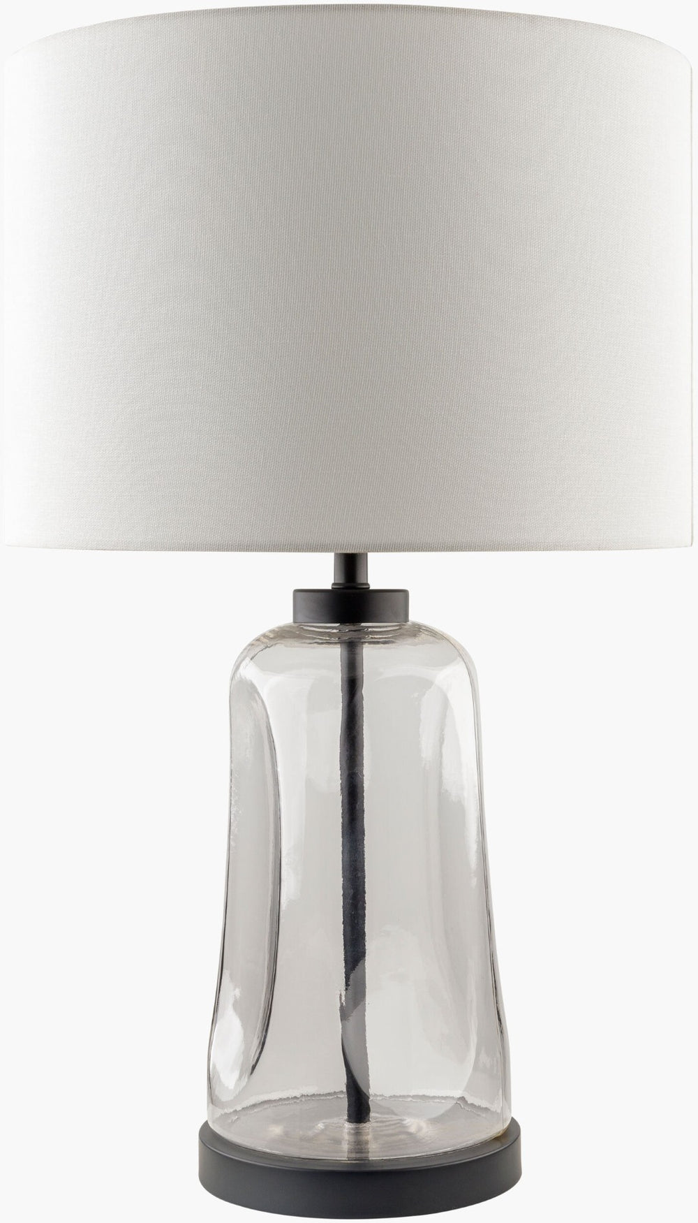Livabliss Fidel Industrial Rustic Table Lamp with Glass Body Metal Base and Cotton Shade FDL-003