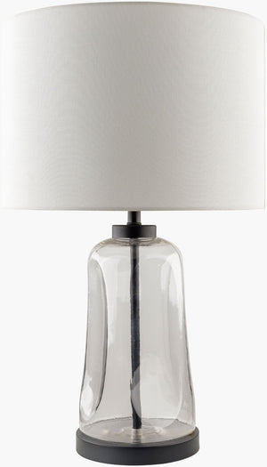 Livabliss Fidel Industrial Rustic Table Lamp with Glass Body Metal Base and Cotton Shade FDL-003