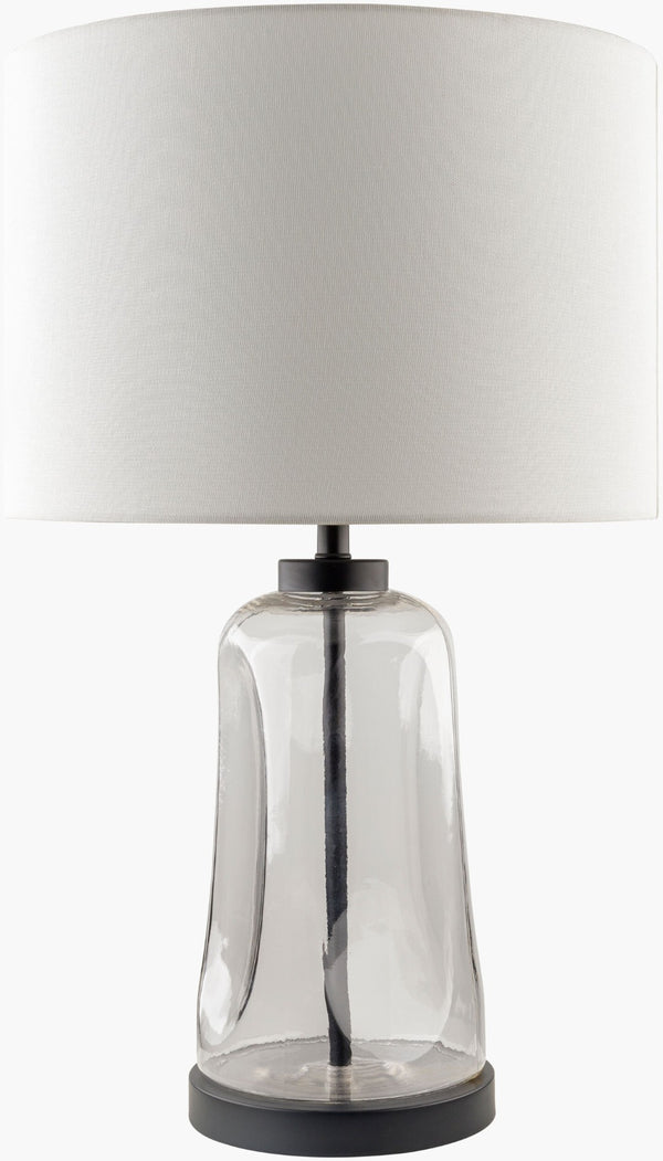 Livabliss Fidel Industrial Rustic Table Lamp with Glass Body Metal Base and Cotton Shade FDL-003