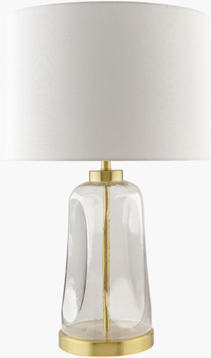 Livabliss Fidel Industrial Rustic Metal and Glass Table Lamp with Cotton Shade for Bedroom FDL-004
