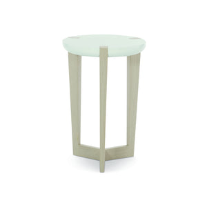 Bernhardt Bernhardt Axiom Round Accent Table With White Linen Maple Top, Tapered 3-Leg Base & Gray Veneer Finish 381122