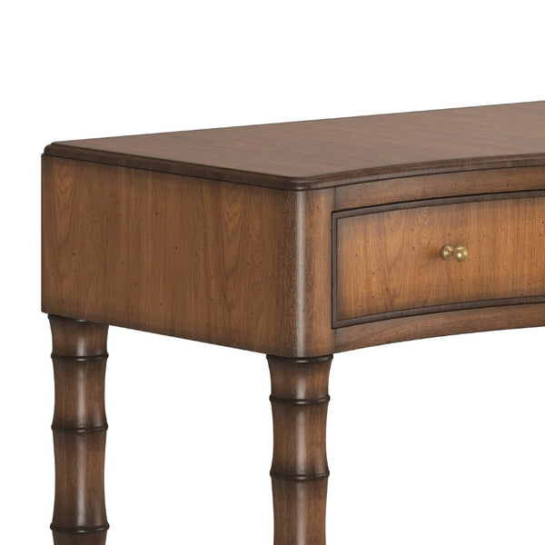 A.R.T. Furniture Harbor Sofa Table - Elegant Entryway Console with Bamboo Legs, Brass Accents & 4 Smooth-Gliding Drawers 338314-2731