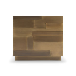 Bernhardt Bernhardt Acora Nightstand With Aged Brass Finish, 3D Patchwork Drawers, Soft-Close, Usb Charging 347234