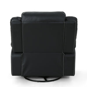 English Elm Christopher Knight Home® - 39" Wide Faux Leather Manual Swivel Recliner with 360° Rotation, Multi-Angle Comfort and Durable PU Finish Black 62814.00BLK