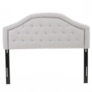 English Elm Tufted Queen Headboard with Nailhead Trim Solid Wood Frame Adjustable Iron Legs Light Grey 57875.00LGRY