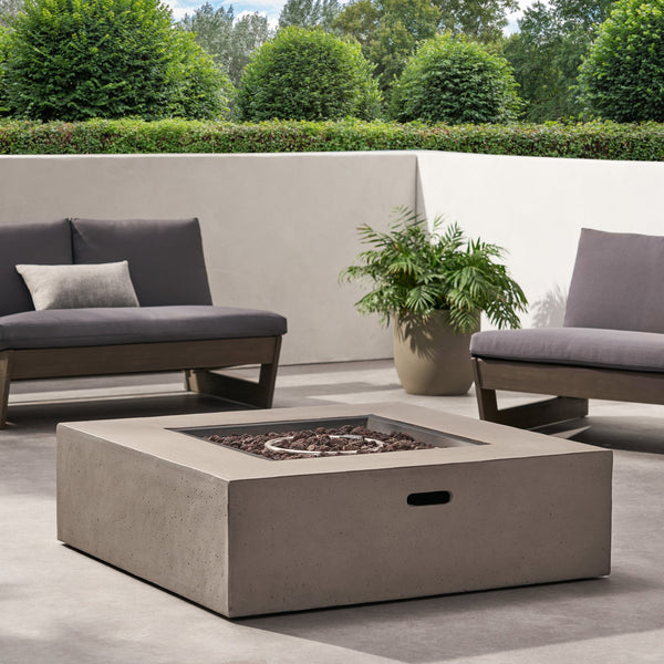 English Elm 50000 Btu Square Mgo Concrete Propane Fire Table for Outdoor Patio Entertaining 59241.00WHI-50K_59243.00WHI