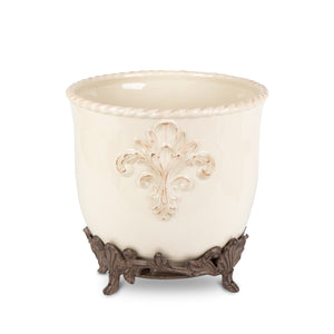 Acanthus Stoneware Planter on Metal Base ECL95174 Park Hill