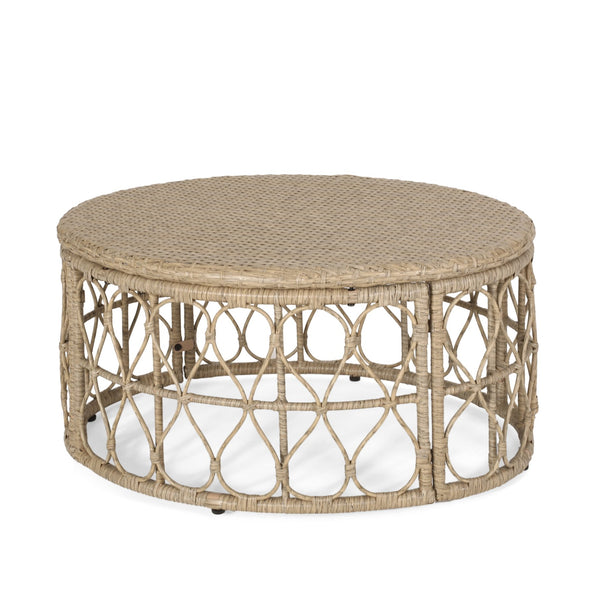 English Elm Christopher Knight Home® - BRUCE Wicker Rattan Coffee Table with Boho Weave Top, Durable Polyethylene Construction, 32.5"W Brown 70417.00LBRN