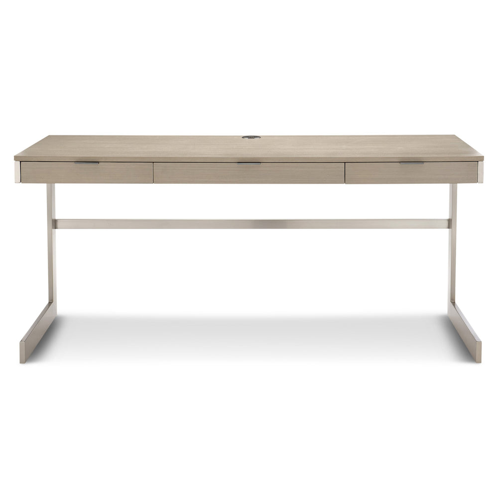 Bernhardt Bernhardt Axiom Desk With Integrated Power, Usb Ports, Cable Management & Brushed Silver Base For Executive Style D13514