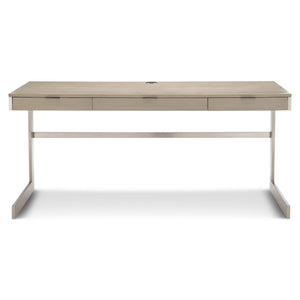 Bernhardt Bernhardt Axiom Desk With Integrated Power, Usb Ports, Cable Management & Brushed Silver Base For Executive Style D13514