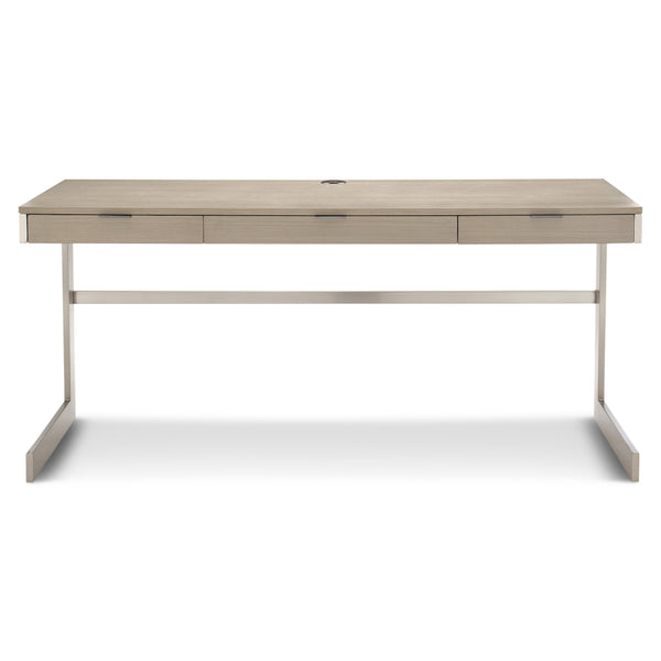 Bernhardt Bernhardt Axiom Desk With Integrated Power, Usb Ports, Cable Management & Brushed Silver Base For Executive Style D13514
