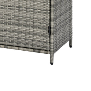English Elm K&k Tall Arched Pe Rattan Outdoor Storage Cabinet with Adjustable Shelves and Steel Frame Grey N707P420158G