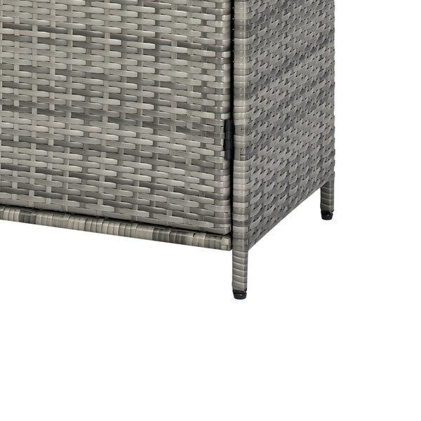 English Elm K&k Tall Arched Pe Rattan Outdoor Storage Cabinet with Adjustable Shelves and Steel Frame Grey N707P420158G