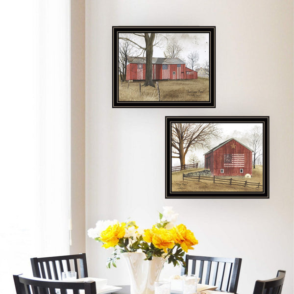 English Elm Trendy Decor 4u Billy Jacobs Barn Landscape Two Panel Framed Canvas Wall Art Set B067P254081