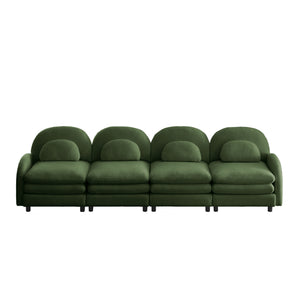 English Elm Teddy Fleece Modular Cloud Sofa Four Seat Curved Sculptural Design for Modern Living Rooms Green W5656S00088