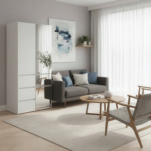 English Elm Elise Modular Wood Closet System with Mirror — White Melamine Durable Design, Ample Storage, Easy Assembly B040S00120