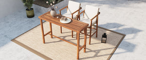 English Elm 3 Piece Acacia Wood Outdoor Bar Set with Cushioned Stools for Patio or Poolside N704G201253A