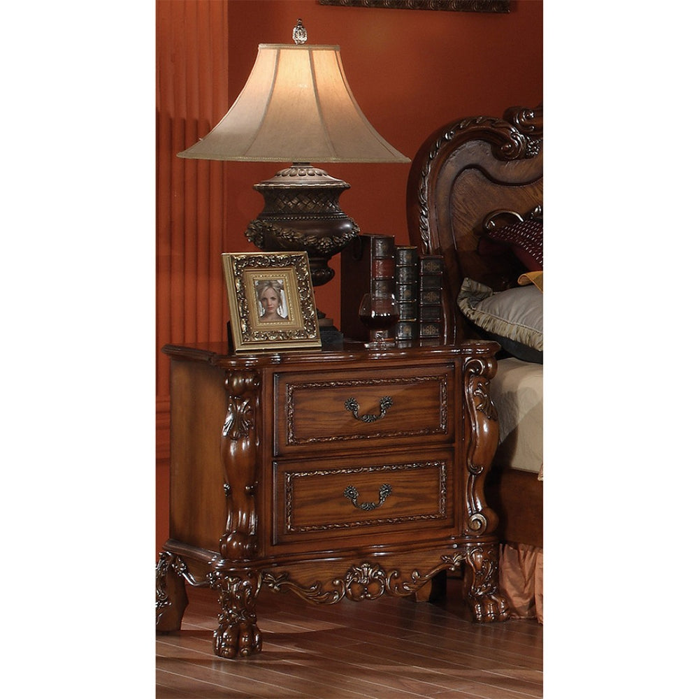 English Elm Wooden Nightstand With 2 Drawers In Rich Cherry Oak Finish – Elegant Storage For Timeless Charm B016P252905-GIGA