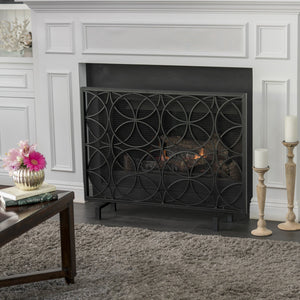 English Elm Fire Screen Handcrafted Iron Geometric Mesh Spark Guard for Modern Living Rooms 61125.00BLK
