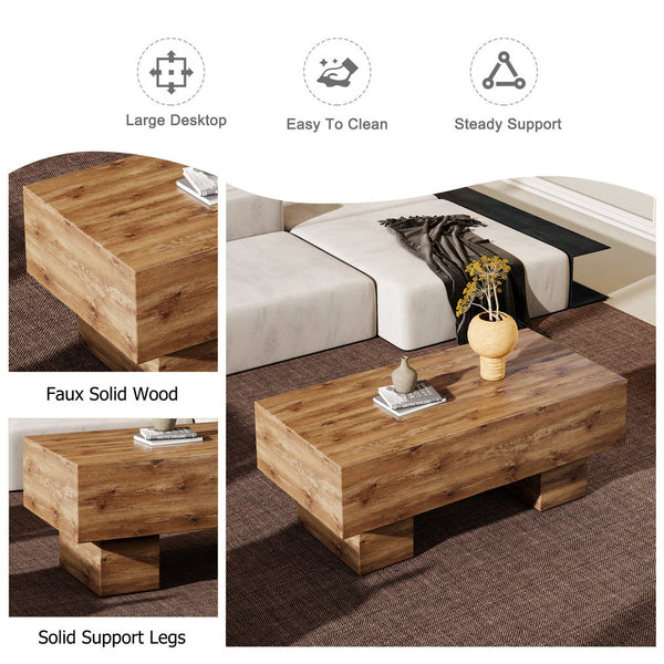 English Elm This modern rectangular coffee table with wood texture MDF, 300 lb capacity, easy 10-15 min assembly W1151P271517