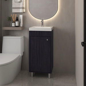 English Elm Waterford Compact Bathroom Vanity with Integrated Sink and Spacious Cabinet for Small Bathrooms Black B092P329252
