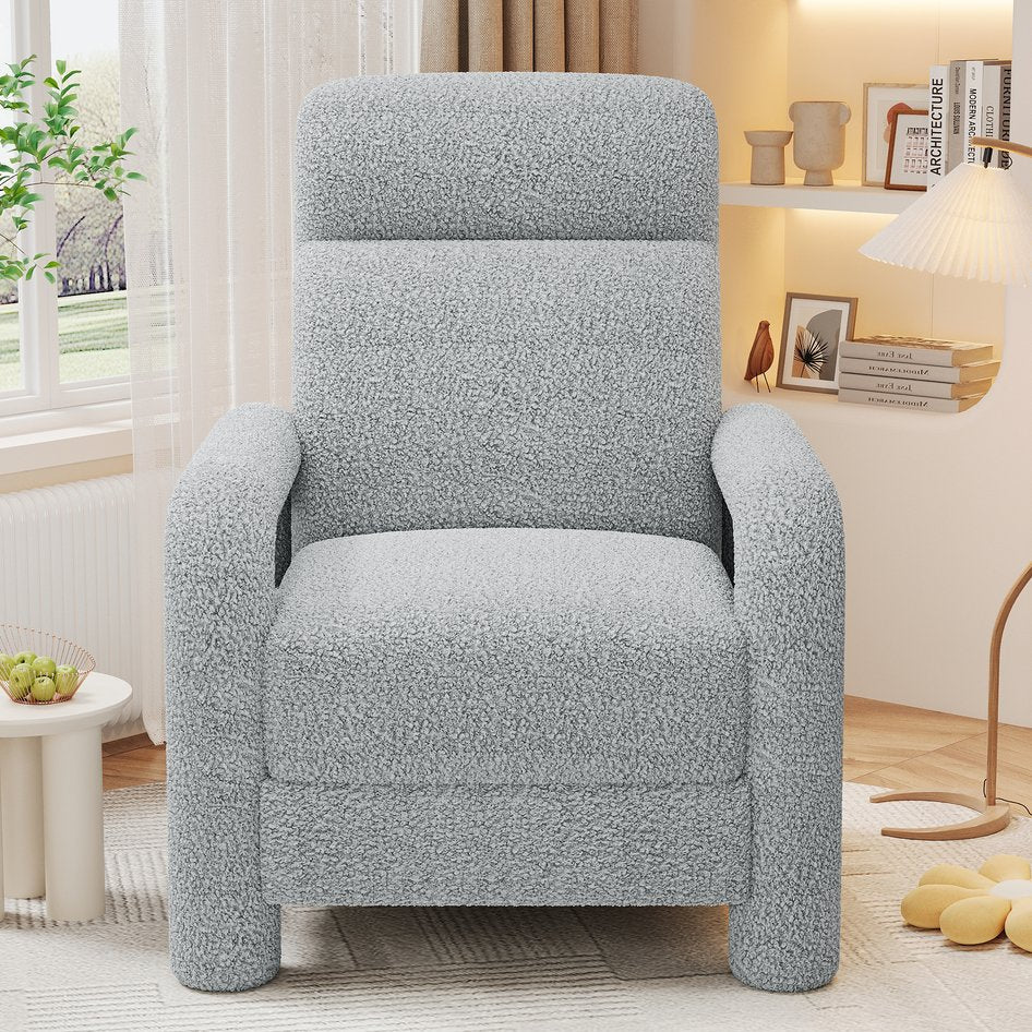 English Elm Christopher Knight Home® - 31.25" Push Back Recliner Plush Teddy Fleece Upholstered Armchair with Foam & Pocket Springs Comfort 90–120–150° Adjustments LIGHT GREY N763P212864R