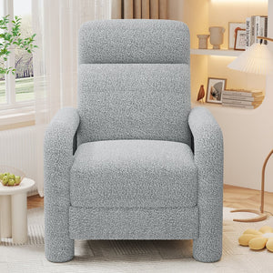 English Elm Christopher Knight Home® - 31.25" Push Back Recliner Plush Teddy Fleece Upholstered Armchair with Foam & Pocket Springs Comfort 90–120–150° Adjustments LIGHT GREY N763P212864R