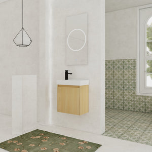 English Elm 20" Wall-Mounted Bathroom Vanity With Ceramic Sink - Stylish Oak Finish, Compact Storage Solution W1972P196394