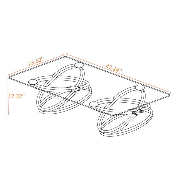 English Elm 31.50'' Sculptural Chrome Ring Base Coffee Table Gray Tempered Glass Luxury Living Room W757P412775