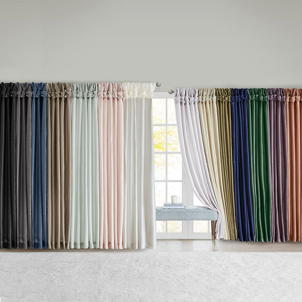 JLA Home Madison Park - Twist Madison Park Emilia Faux Silk Lined Curtain Panel with DIY Twist Tabs, OEKO‑TEX Privacy Drapes WIN40-116