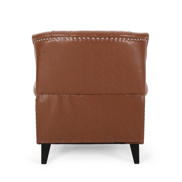 English Elm Christopher Knight Home® - Classic Classic Style Fabric Push Back Chair with Rivet Detail, Rolled Arms & Plush Cushions for Comfort and Stability Light Brown 71909.00PUCOGN