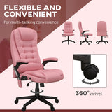 English Elm Homcom High Back Vibration Massage Office Chair With 6 Vibration Points, Heated Reclining Pu Leather Computer Chair With Armrest and Remote, Pink