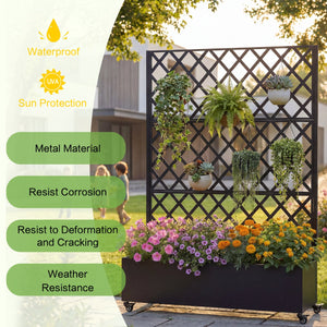 English Elm Metal Galvanized Raised Garden Bed on Wheels with Trellis for Climbing Vines Outdoor W5312P460795