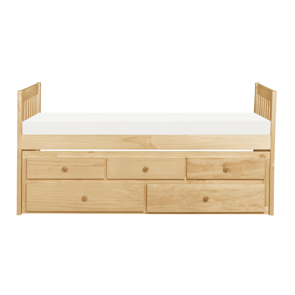 English Elm Twin/twin Trundle Captain Bed Solid Pine with Storage Drawers for Youth Bedrooms B011S02454