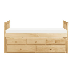 English Elm Twin/twin Trundle Captain Bed Solid Pine with Storage Drawers for Youth Bedrooms B011S02454