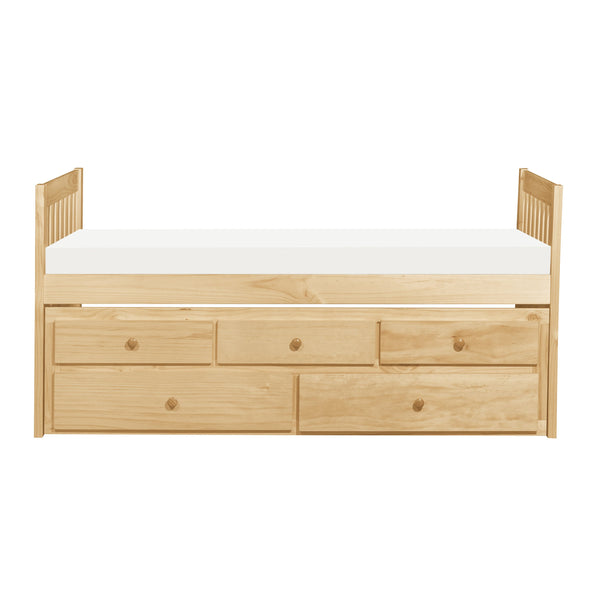English Elm Twin/twin Trundle Captain Bed Solid Pine with Storage Drawers for Youth Bedrooms B011S02454