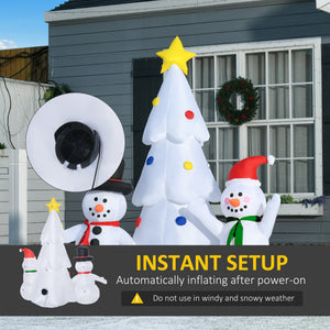 English Elm HOMCOM Inflatable 6ft Snowman with Christmas Tree Lawn Decor, Bright LED Lights and Wind Stakes White W2225P249951