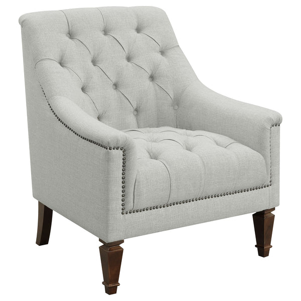 English Elm Veronica Grey Tufted Sloped Arm Chair — Plush Textured Upholstery, Ergonomic Support, Nailhead Trim Elegance B062P328692