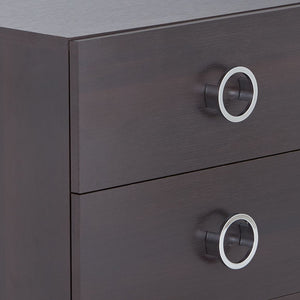 English Elm Elms Espresso Finish Accent Table with 2 Drawers, Silver Ring Pulls, Tapered Legs, Durable Synthetic Wood B2726P254142