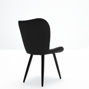 English Elm Set of 2 Armless Faux Leather Dining Chairs with Cushioned Seats and Metal Legs Black W3316P426943