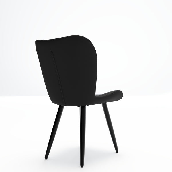 English Elm Set of 2 Armless Faux Leather Dining Chairs with Cushioned Seats and Metal Legs Black W3316P426942