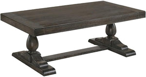 English Elm 52" Dove Finish Rectangular Coffee Table Low Profile Solid Wood Living Room Accent Gray B011P427253