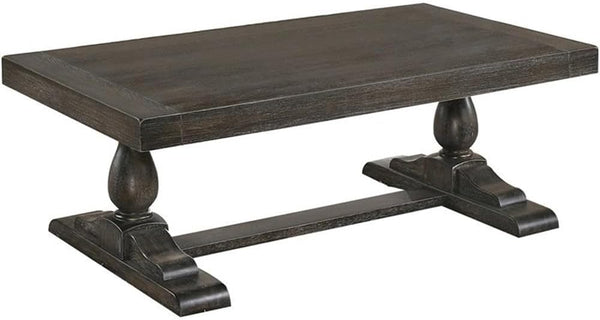 English Elm 52" Dove Finish Rectangular Coffee Table Low Profile Solid Wood Living Room Accent Gray B011P427253