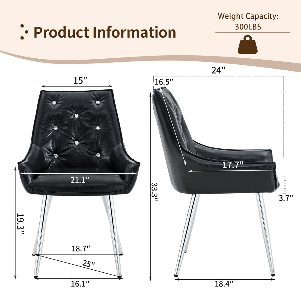 English Elm Crocodile Textured Pu Leather Accent Chair Diamond Tufted with Chrome Metal Legs W3493P456316